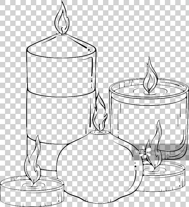 不同蜡烛线条艺术静物图片素材