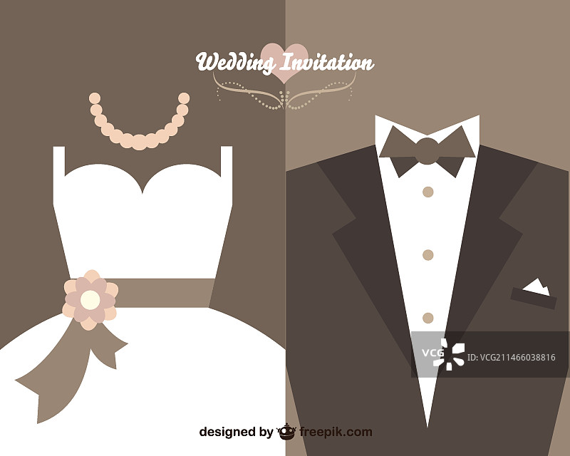 新娘礼服西装婚礼请柬图片素材