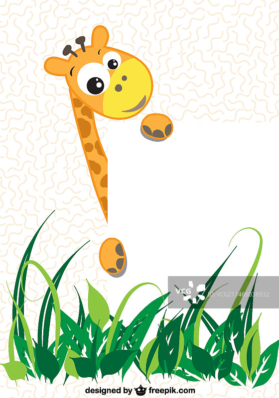 卡通长颈鹿拿着一张白纸图片素材