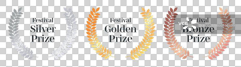 金银铜月桂树颁奖最佳图片素材