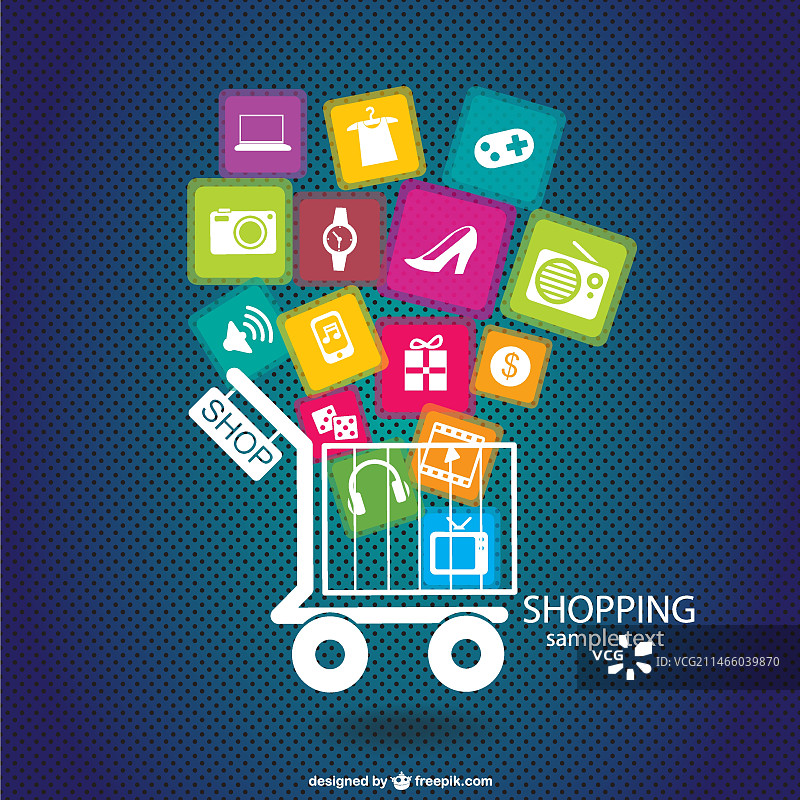 带购物车的购物信息图图片素材