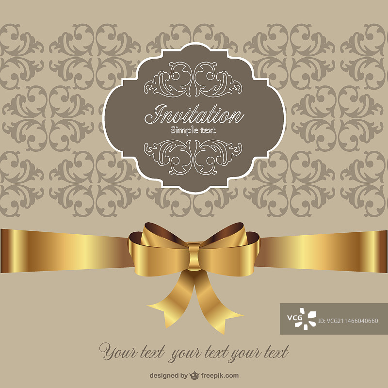 金色丝带复古风格邀请卡图片素材