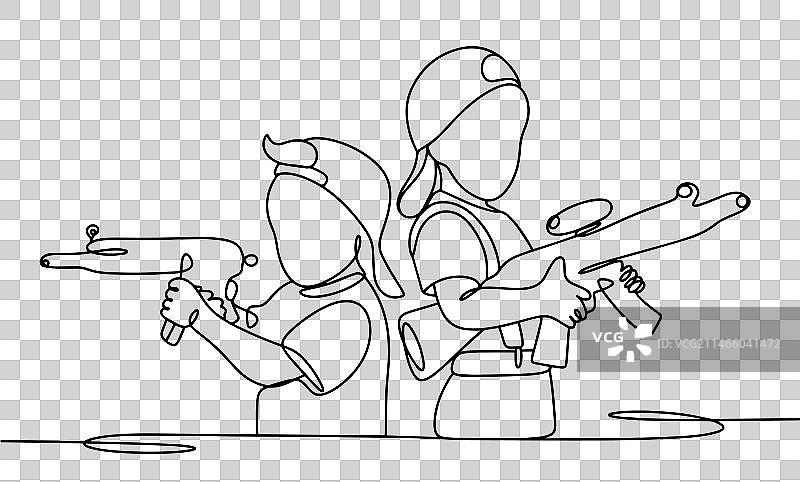 男孩玩具机线条图片素材