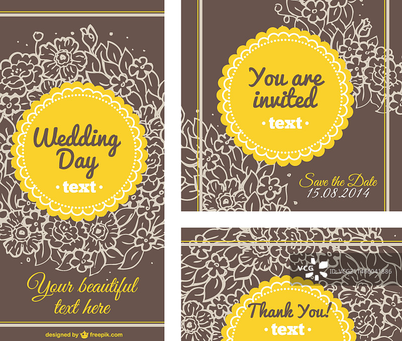 花卉婚礼卡片模板图片素材