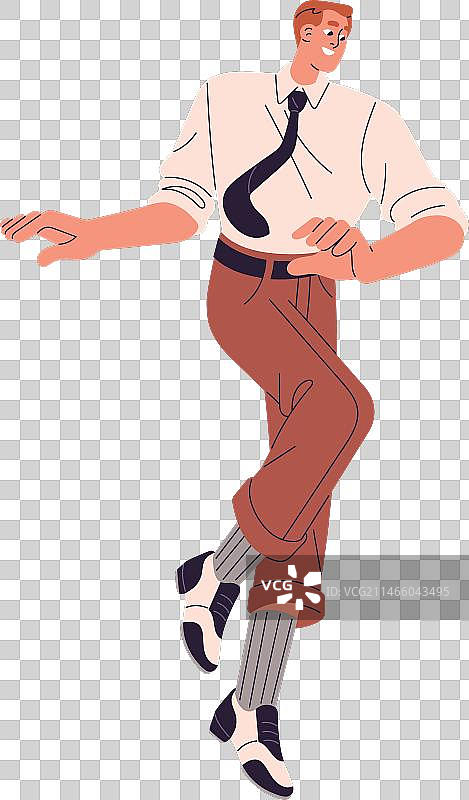 穿着复古西装打领带摇摆的男人图片素材