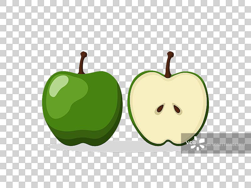 完整和切成两半的绿色明亮水果图片素材