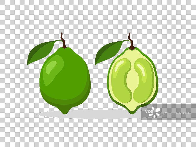 完整和切半的青柠图片素材