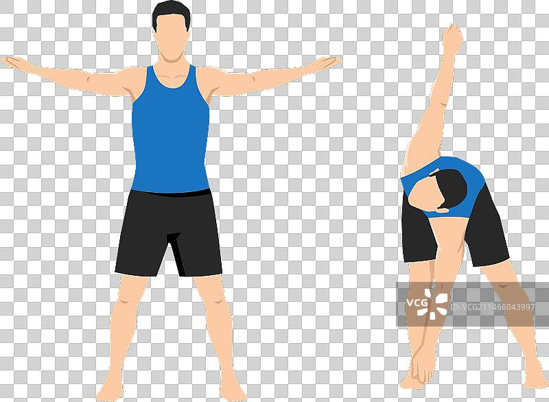 男人做弯腰扭转或交叉身体触脚趾运动图片素材