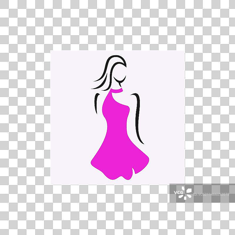 身穿粉色连衣裙的优雅女人Logo图片素材