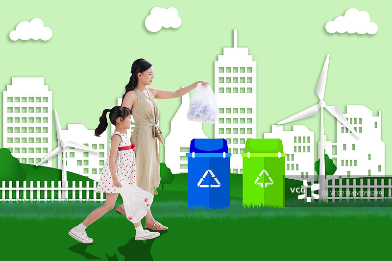 家庭环保垃圾分类图片素材