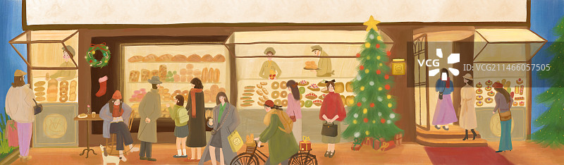 圣诞节的面包店图片素材