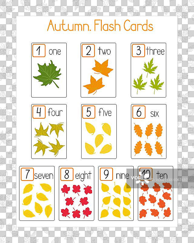 秋季蘑菇感恩节英语词汇图片素材