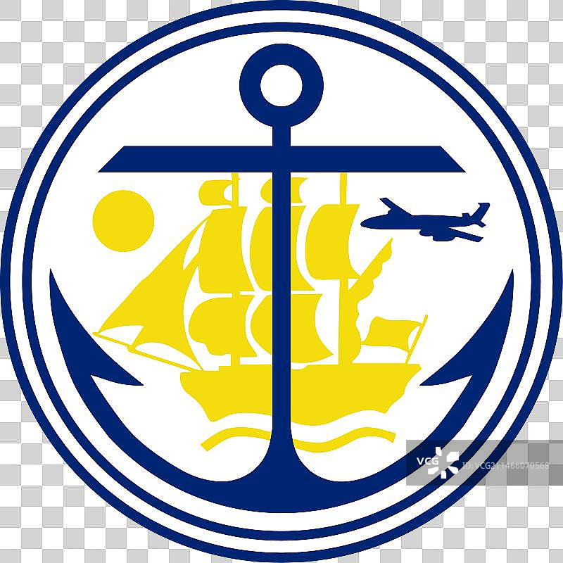 城市锚地孤立的纹章图片素材