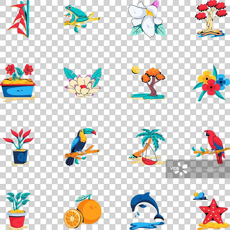 迷人的一组异国情调的扁平图标图片素材