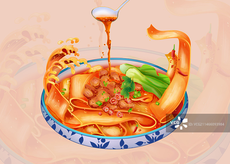 红油宽面图片素材