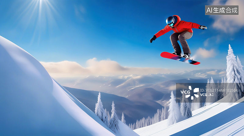 【AI数字艺术】插画风冬季运动图片素材