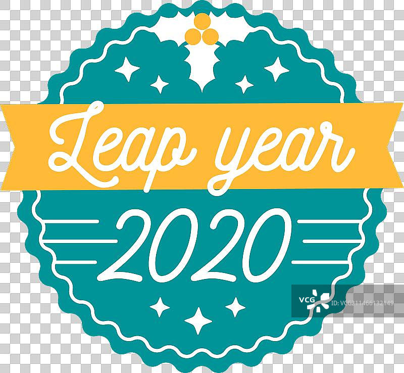 2020年闰年丝带徽章贴纸图片素材