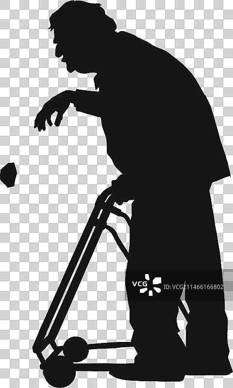 老人步行者剪影图片素材