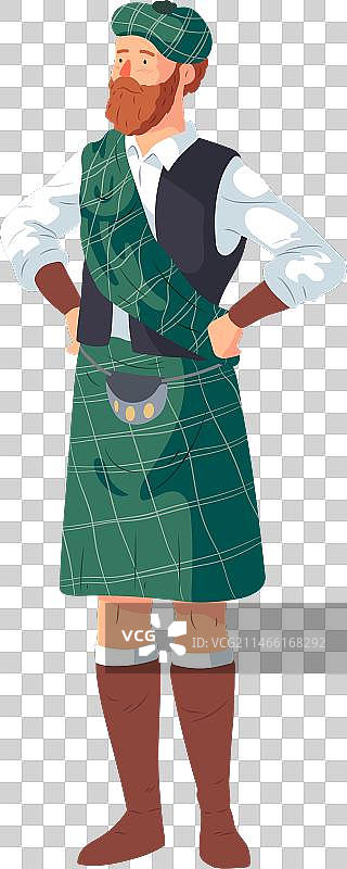 男人穿着苏格兰短裙图片素材