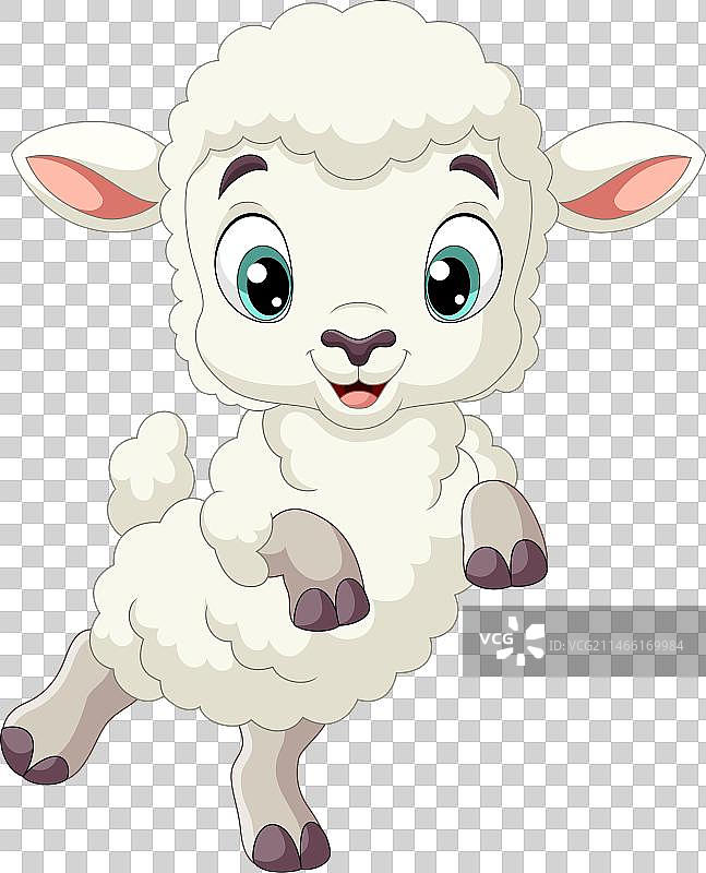 白色背景上的卡通滑稽小羔羊图片素材