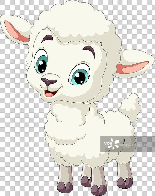 白色背景上的卡通滑稽小羔羊图片素材