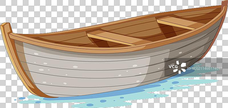 水中航行的木制脚踏船图片素材