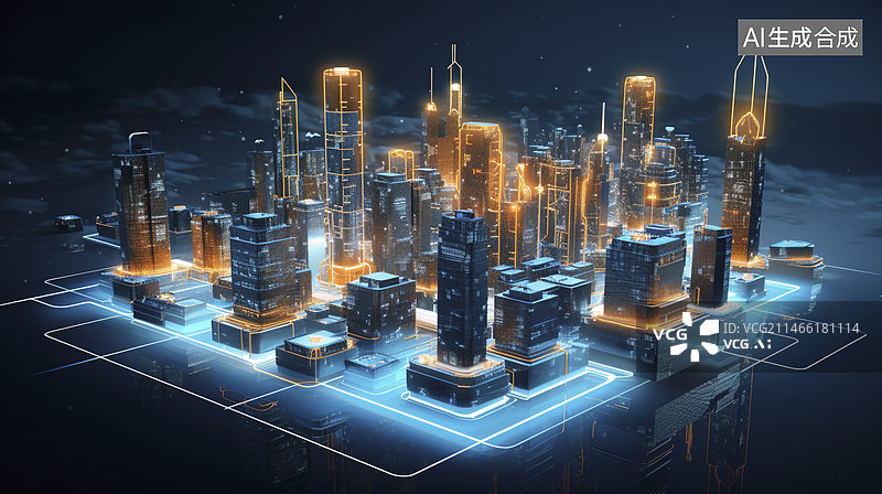 【AI数字艺术】城市运行中心处理器图片素材