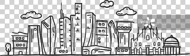 米兰天际线贴纸图片素材