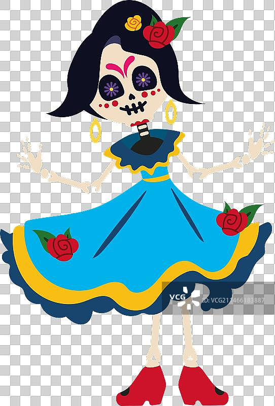 “亡灵节”卡特里娜卡通形象图片素材