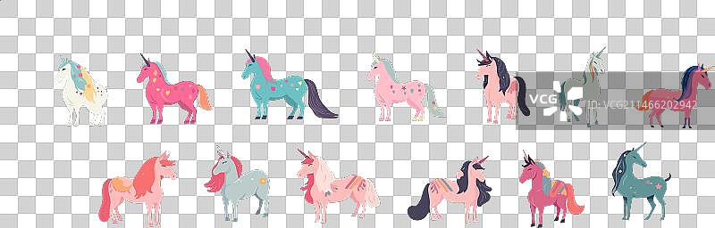 白色背景上的卡通独角兽小马图片素材