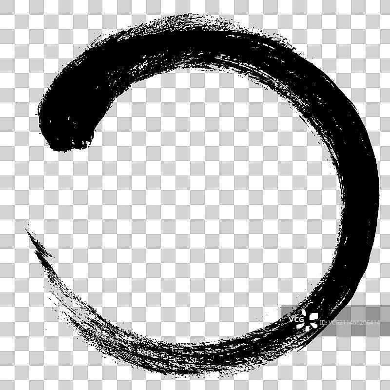 水墨风格圆圈毛笔笔刷矢量素材图片素材