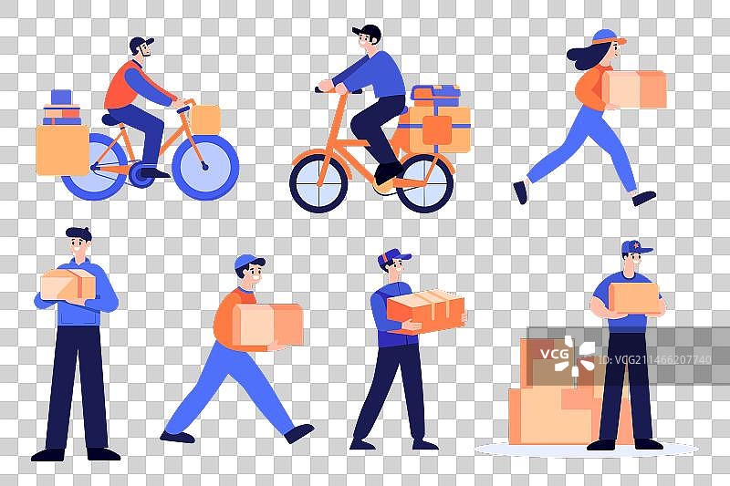 扁平风格手绘送货员图片素材