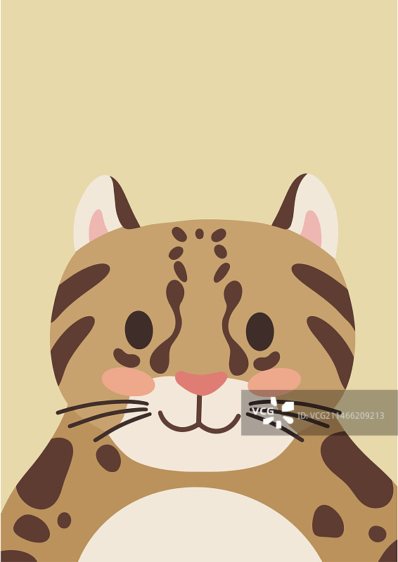 扁平风插画_动物头像_花豹图片素材