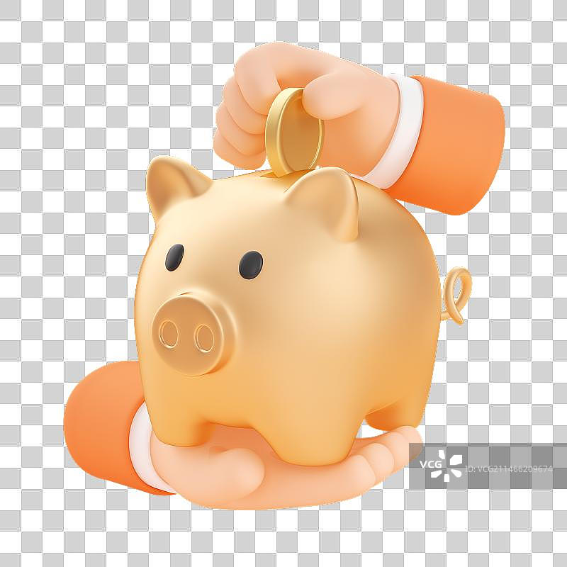 3D渲染卡通金融金币存钱罐图片素材