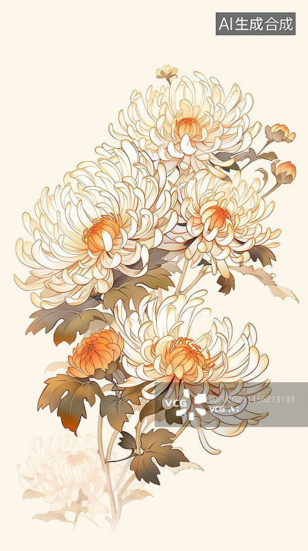 【AI数字艺术】手绘牡丹花图片素材