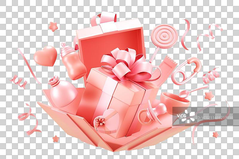 3D渲染的母婴主题的礼盒场景图片素材