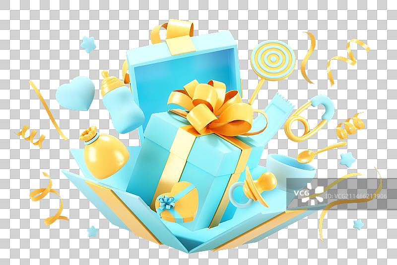 3D渲染的母婴主题的礼盒场景图片素材