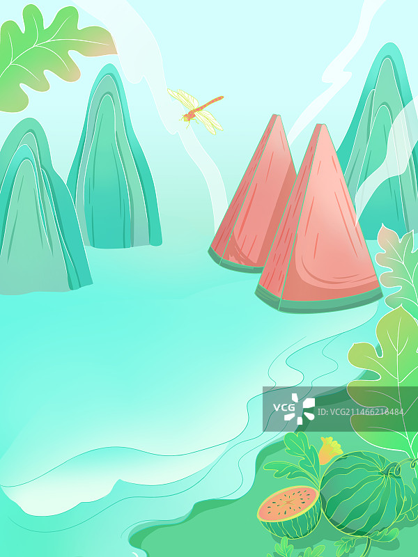 清凉西瓜夏天背景图片素材