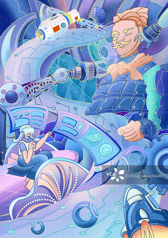 科技引领未来，文化连接古今图片素材