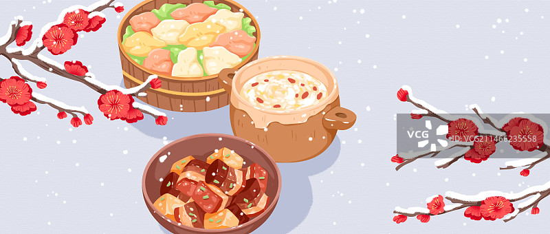 大雪节气插画图片素材