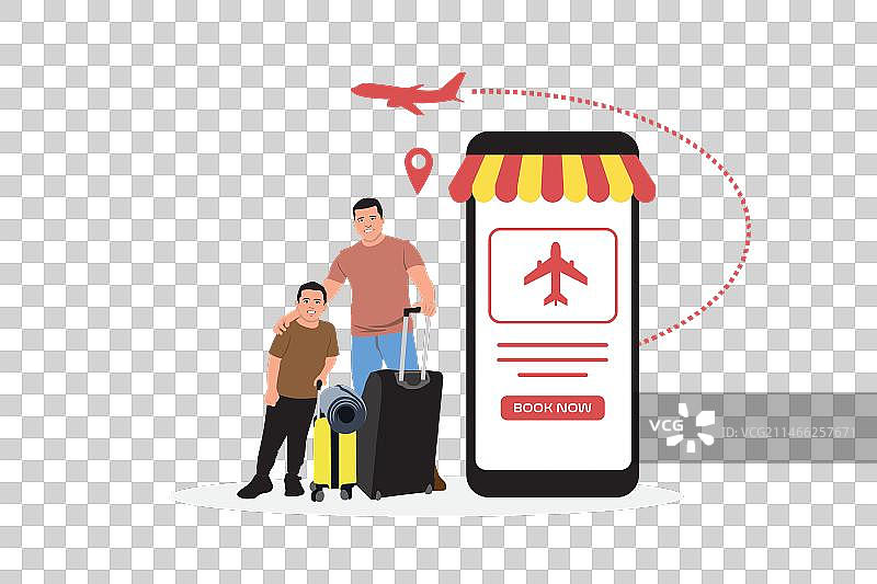 携带行李和智能手机的人们图片素材