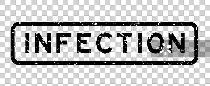 黑色复古感染文字方形橡胶印章图片素材