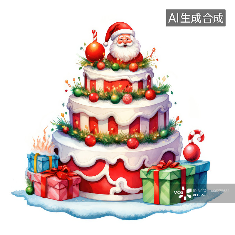 【AI数字艺术】圣诞节蛋糕图片素材