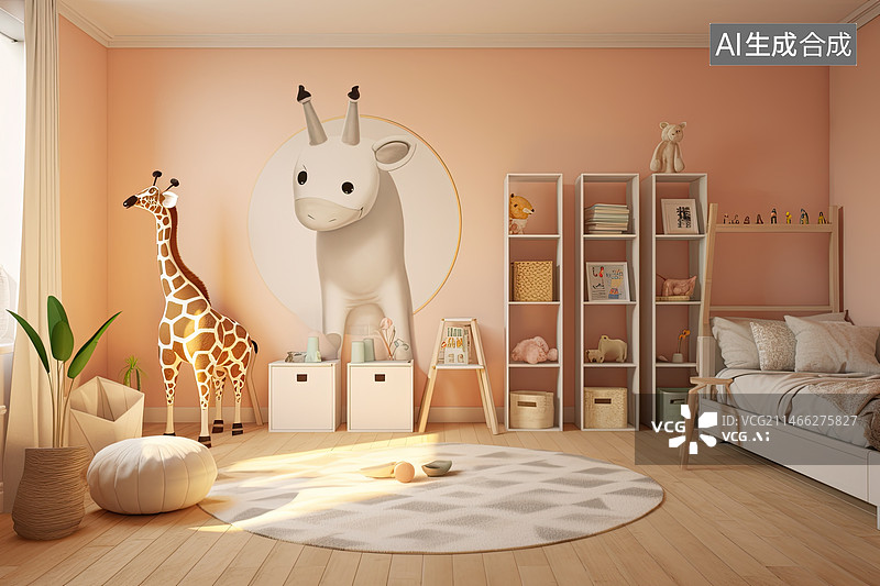 【AI数字艺术】温馨儿童房图片素材
