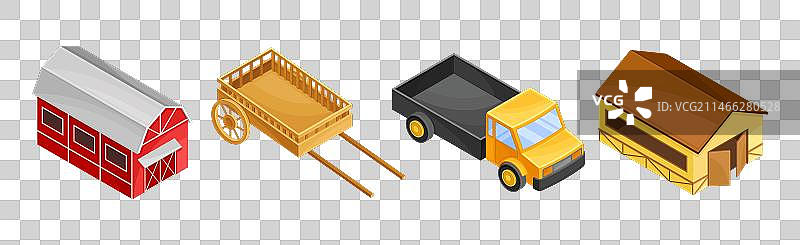 园艺和农场，配有货车、粮仓图片素材