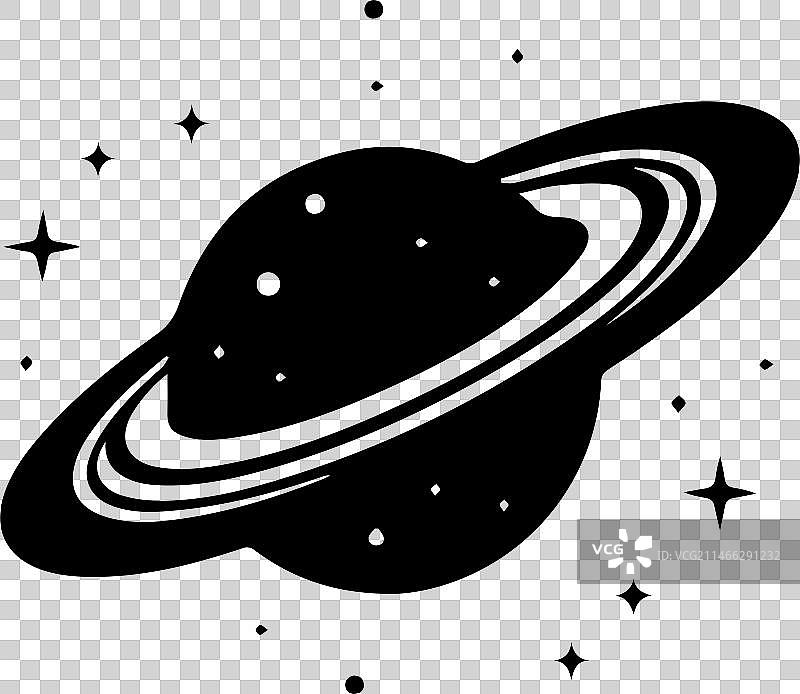 扁平线条艺术风格的带环星球标志图片素材