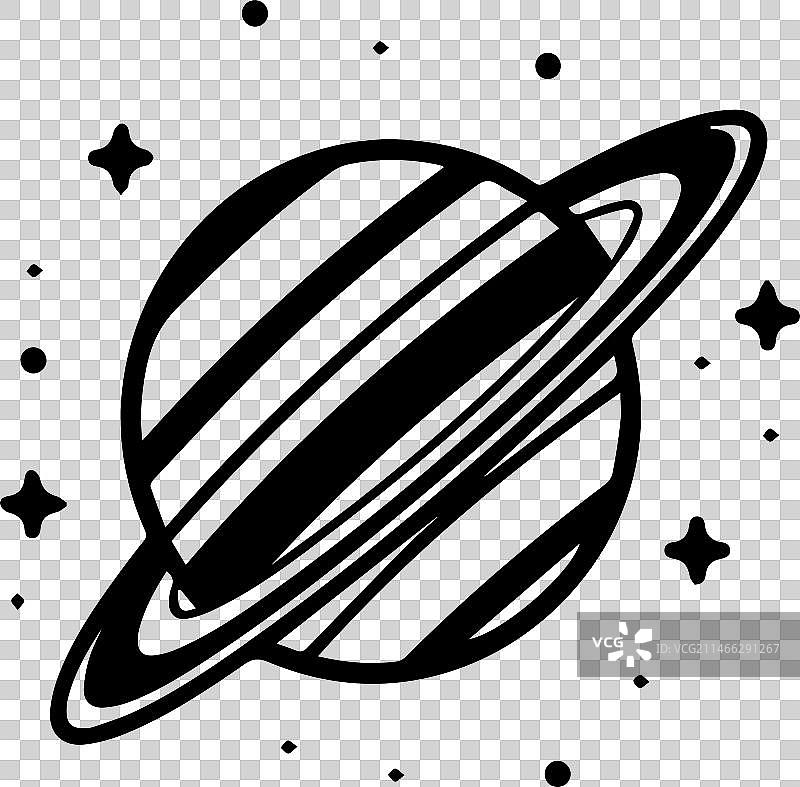 扁平线条艺术风格的带环星球标志图片素材