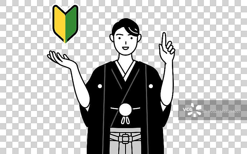 身穿带有家徽的袴的男人图片素材