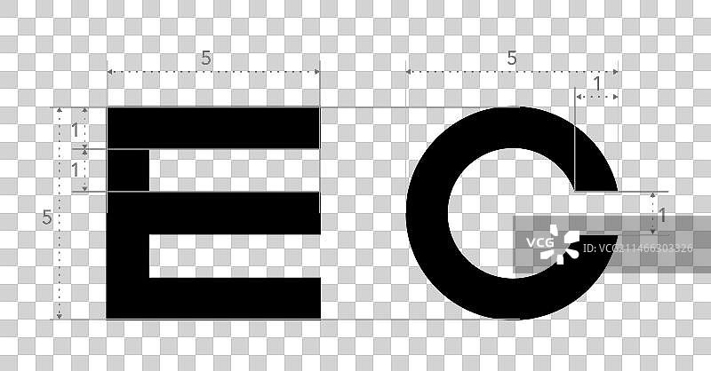 视力检查表：斯内伦E和兰德olt C符号图片素材