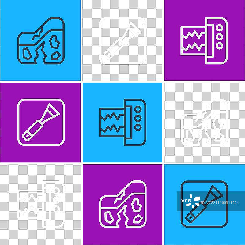 线性地质断层地震仪和油漆图片素材